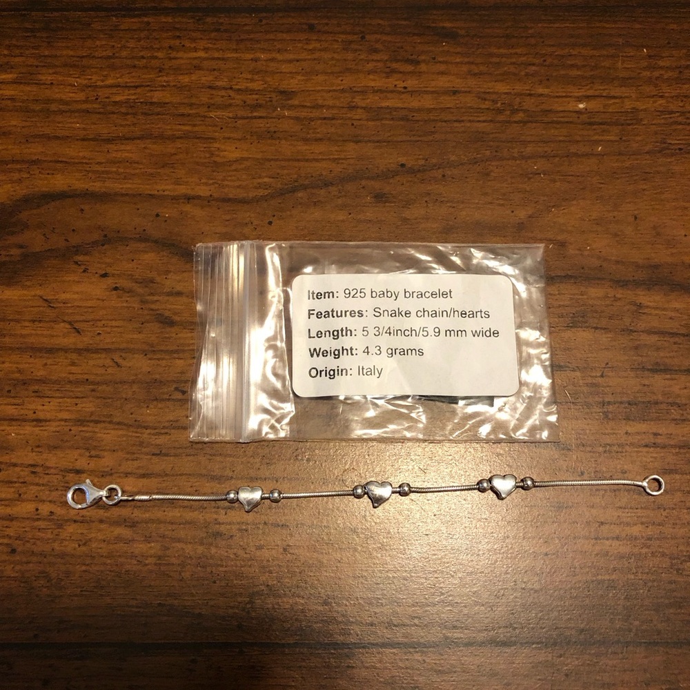 925 silver baby bracelet with hearts